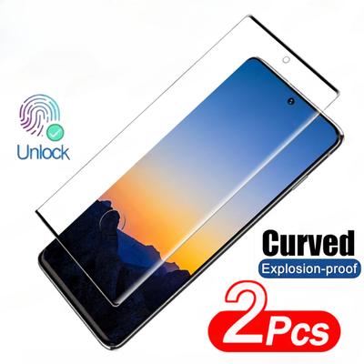 2 шт. Вигнуте загартоване скло для Samsung Galaxy S24 S22 S23 S21 S20 Plus Ultra FE Screen Protector Note 10 9 20 Plus S9 S10 Glass