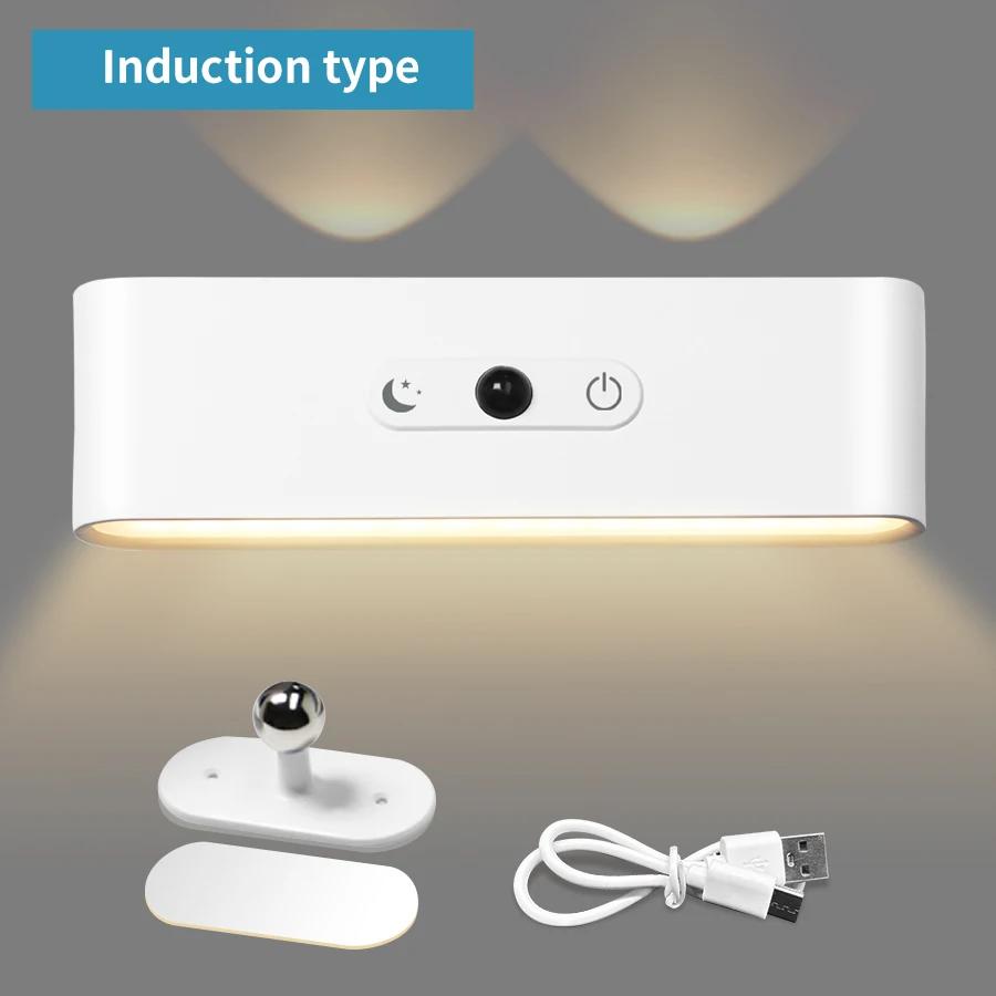 

Светодиодный настенный светильник Перезаряжаемый сенсорный ночник Беспроводной магнитный прожектор Вращение на 360° 3 цвета Диммируемый Для спальни Читальный свет touch