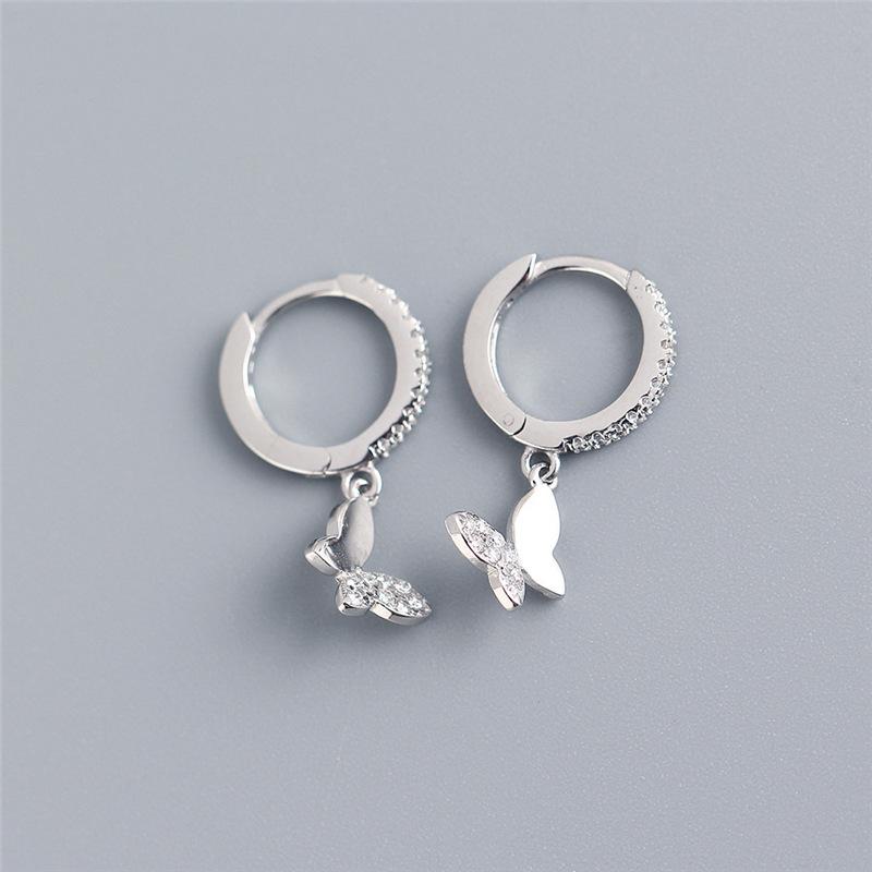 European and American Butterfly Zircon Earrings: Hoops, Ear Cuffs, Studs - Popular In Stock
