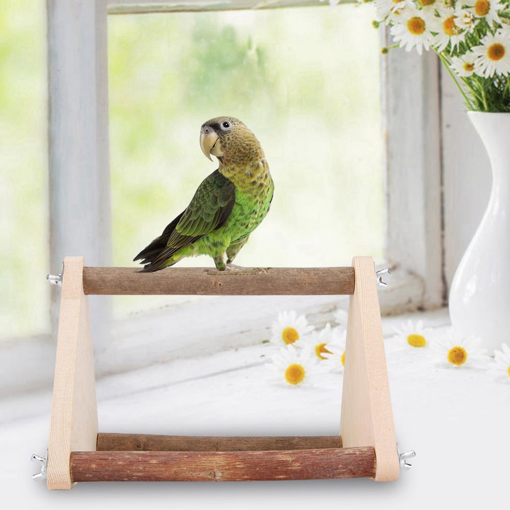 Přenosný přírodní dřevěný stojan s bidýlky pro ptáky, hračky pro malé a středně velké papoušky