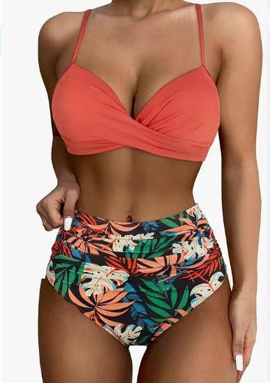 Women's Thickened Swimsuit Split High Waist Belly Cover Sexy Bikini Sexy