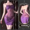 Sex underwear sexy temptation perspective mesh embroidery lace splicing suspender skirt women's nightdress