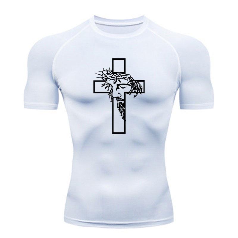 Men's Compression Athletic Workout T-Shirt, Jesus Christ Cro
