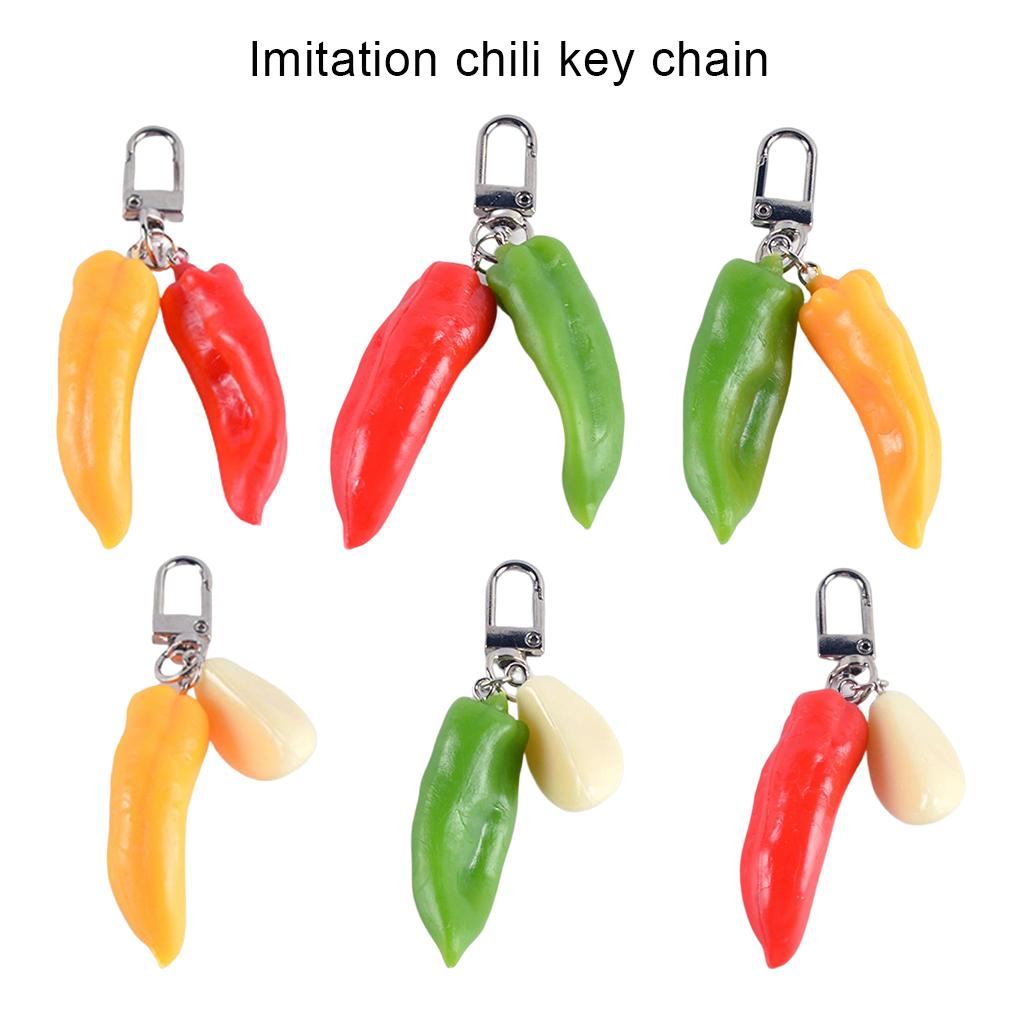 Chain Ring Fashion Chilli Garlic Keychain Bag Portable Pendant Hanging Handbag Holder Wallet Decoration for Woman Man