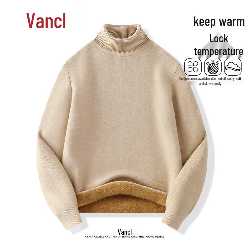 VANCL Men's Warm Fleece-Lined Turtleneck Sweater