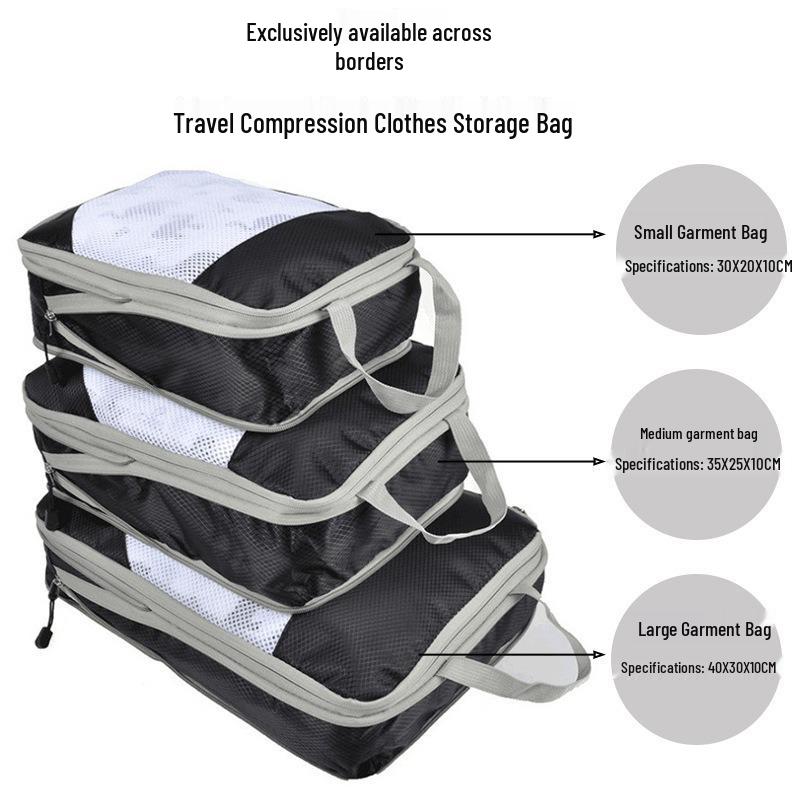 Travel Compression Storage & Organizer Bags: 3-Piece Set - Dustproof, Moistureproof, Portable, Large-Capacity for Clothes & Underwear