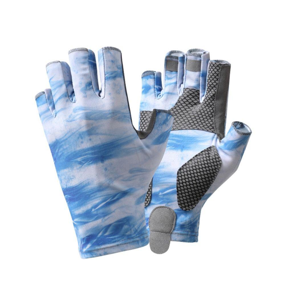 Elastic Men Cycling Gloves Sweat-absorbent Fingerless Gloves Profession Fishing Gloves