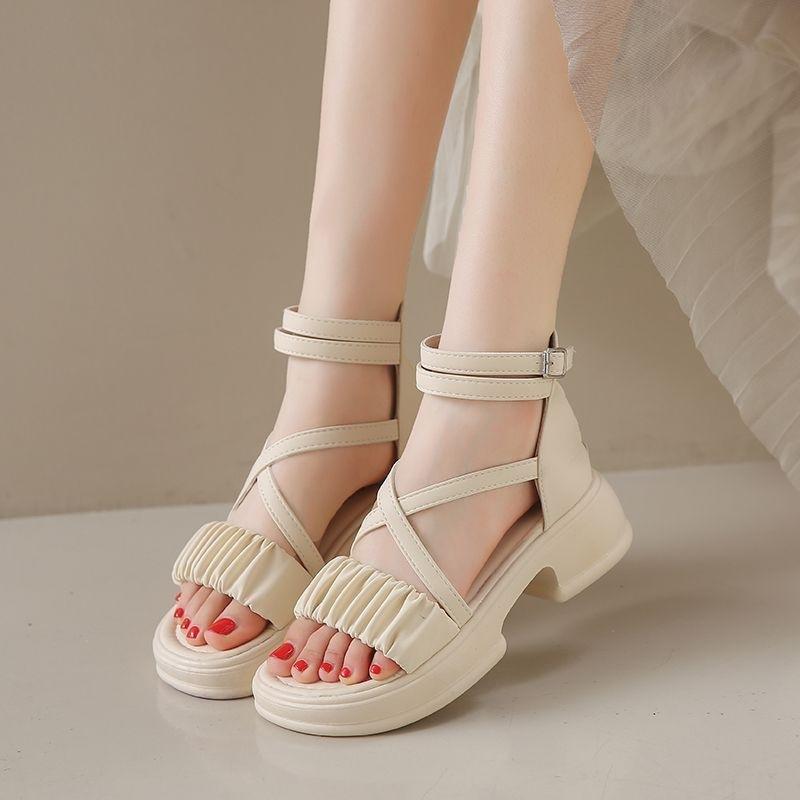 2025 New Roman Sandals Women's Summer Fashion Versatile Fairy Style with Skirt Wear Thick-soled Cool Boots Tide