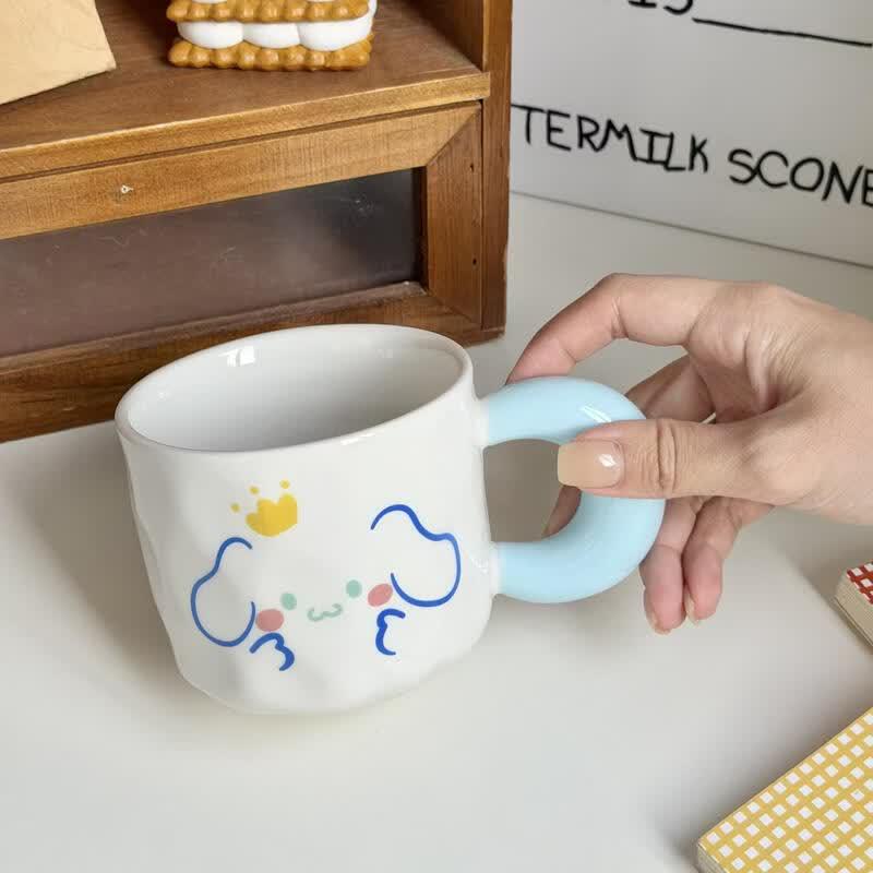 Star Design Ceramic Mug with Lid and Spoon