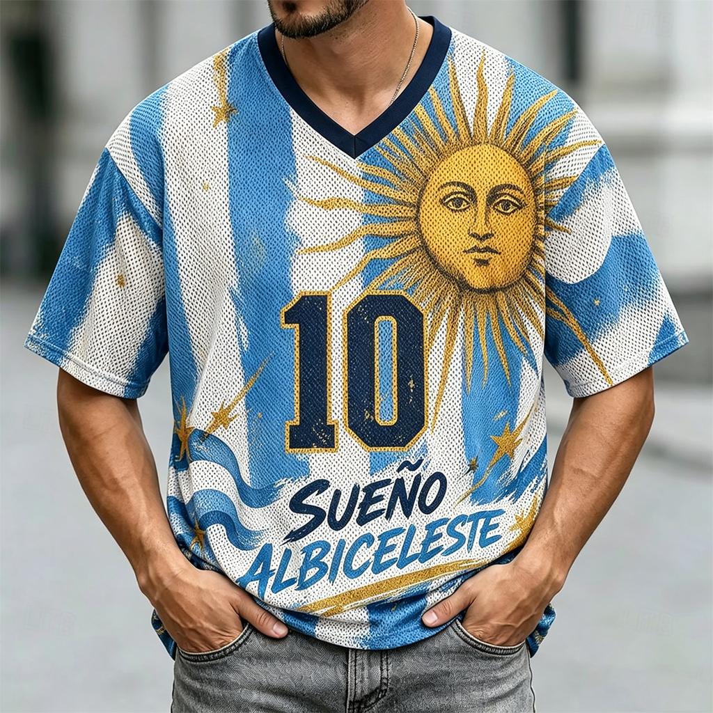 Men's V-Neck Short Sleeve T-Shirt 3D Printed Graphic Tee Street Casual Top