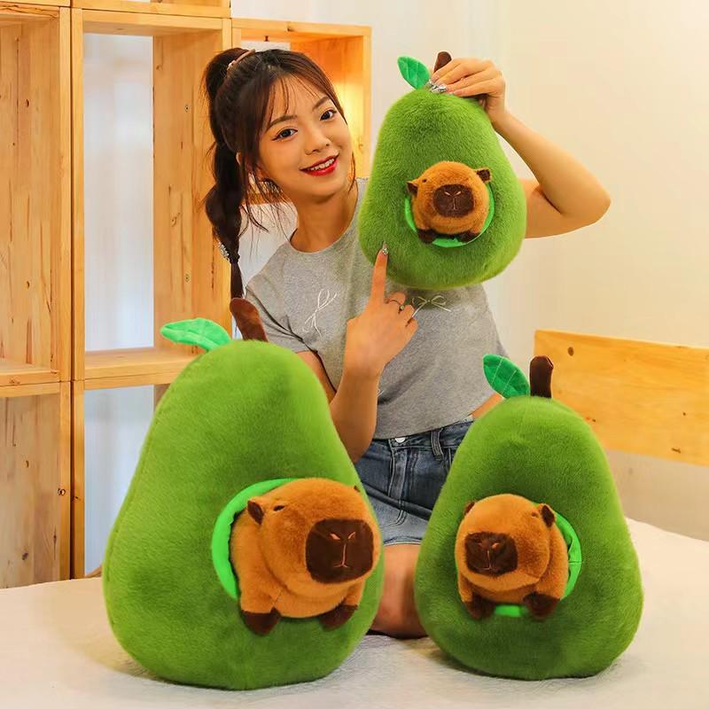 Avocado Capybara Plush Toy Cartoon Animals Fill Doll Accompany Pillow Appease