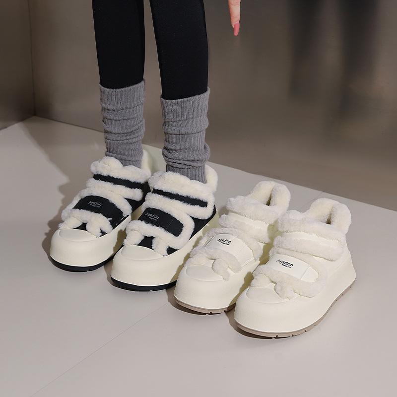 Augustus High-top Velvet Little White Shoes for Women's 2025 New Winter Muffin Platform Lamb Velvet White Board Shoes