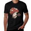 Little Mushroom With Flowers Classic Tshirt Simple Solid Color Crew Neck Tee