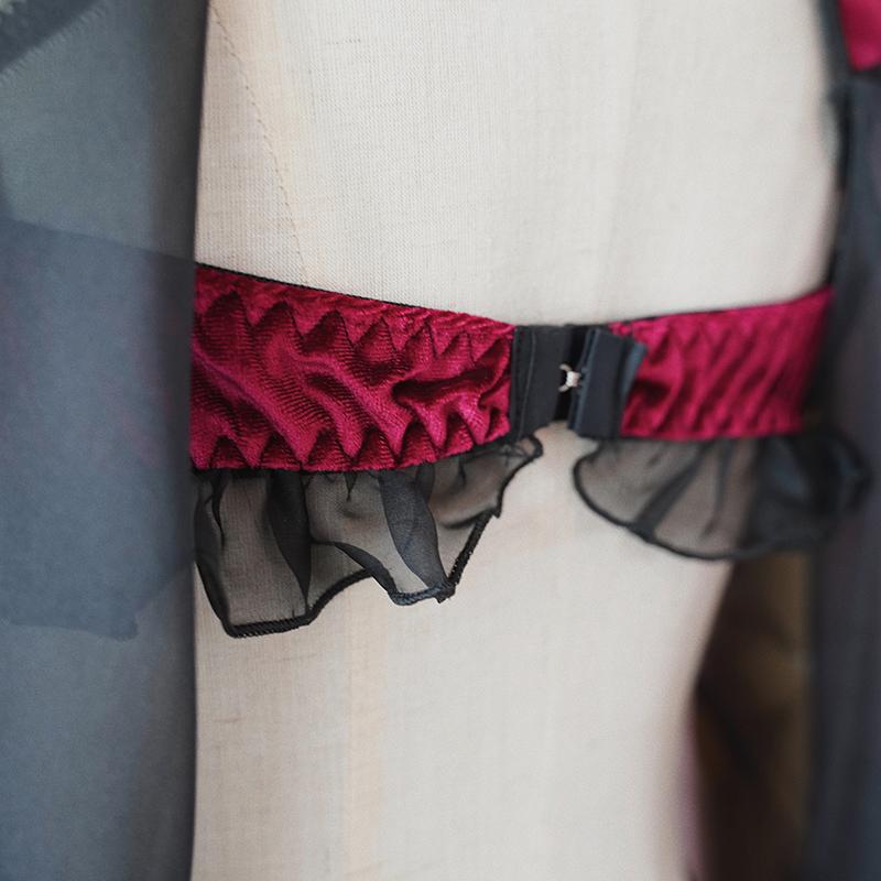 Retro Red Velvet Dark Magic Battle Suit Female Improved Cheongsam Sexy Hollow Back Strap Dress Witch Sexy Cosplay Game Costume