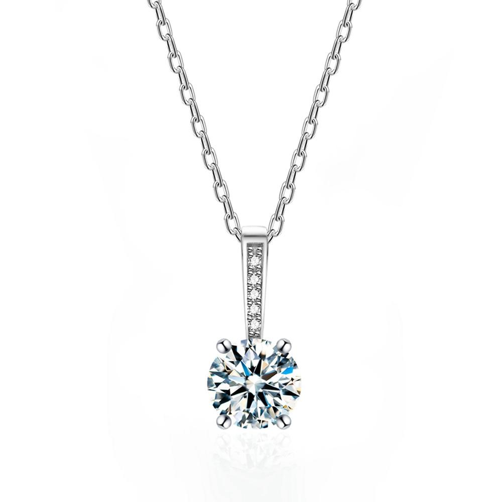 Vinregem 100% 925 Sterlingsølv VVS1 3EX D Farge 0.8CT 6MM Rund Slipt Ekte Moissanitt Diamant Edelsten Anheng Halskjede Fint Smykke GRA