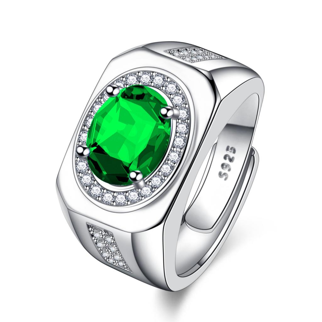 Fashion Oval Diamond Inlaid Embedded Color Gem Ring