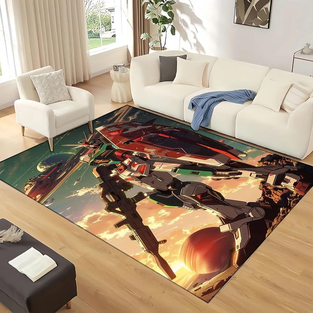 3D GUNDAM Robot Cartoon Carpet Rug for Living Room Bedroom Home Sofa Decoration,kids Play Non-slip Floor Mat Christmas Gift