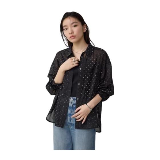 [AZUL by moussy] Rhinestone Shirt Women s 250ISB30-513E M Black