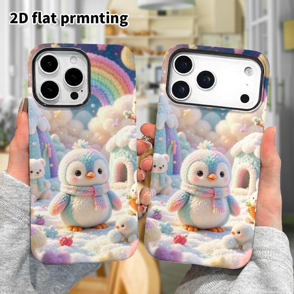 Phone Case: 2D flat, fits iPhone 18, 17, 16, 15, 14, 13, 12 Pro protective case, Frozen Penguin Kingdom, perfect Christmas and Halloween holiday gift
