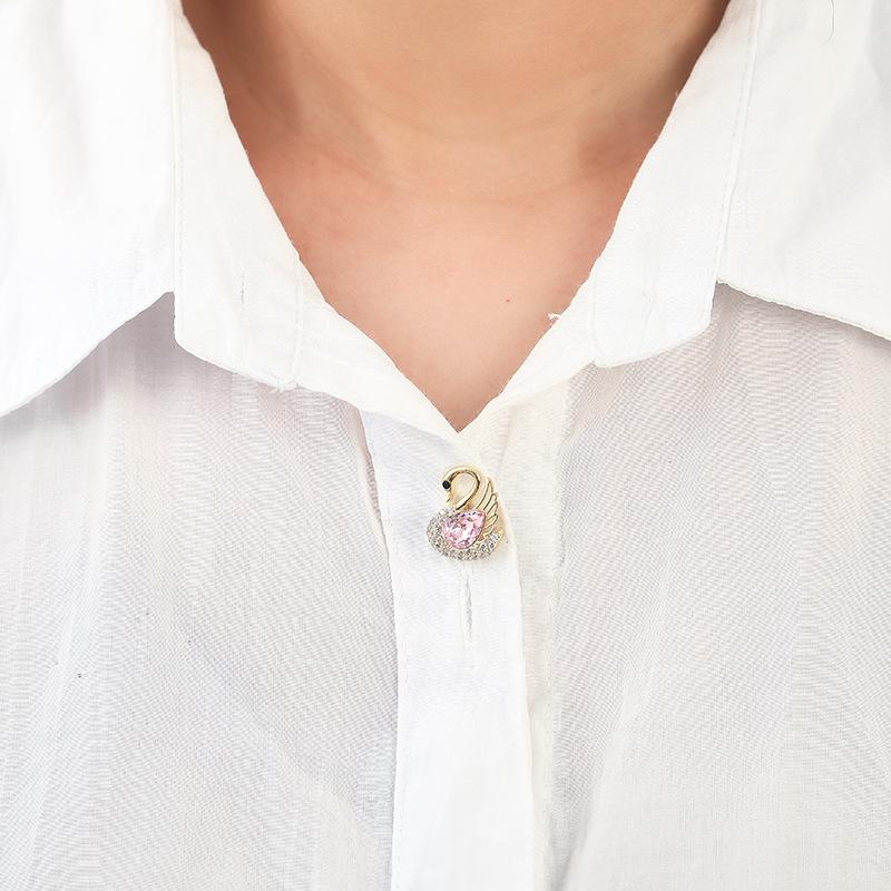 Swan Anti-glare Brooch High-end Women's Collar Pin Sweet Japanese-style Cute Brooch, Suit Shirt Pin