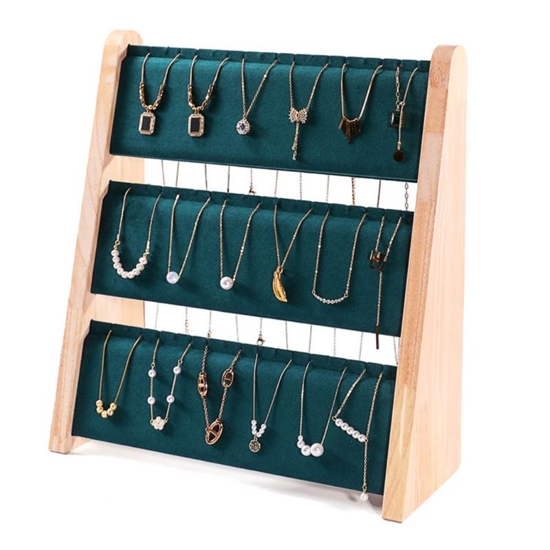 Wood Jewelry Display Stand Rack Functional Wood Jewelry Display Shelf Effective Pendant Accessory Storage Holder