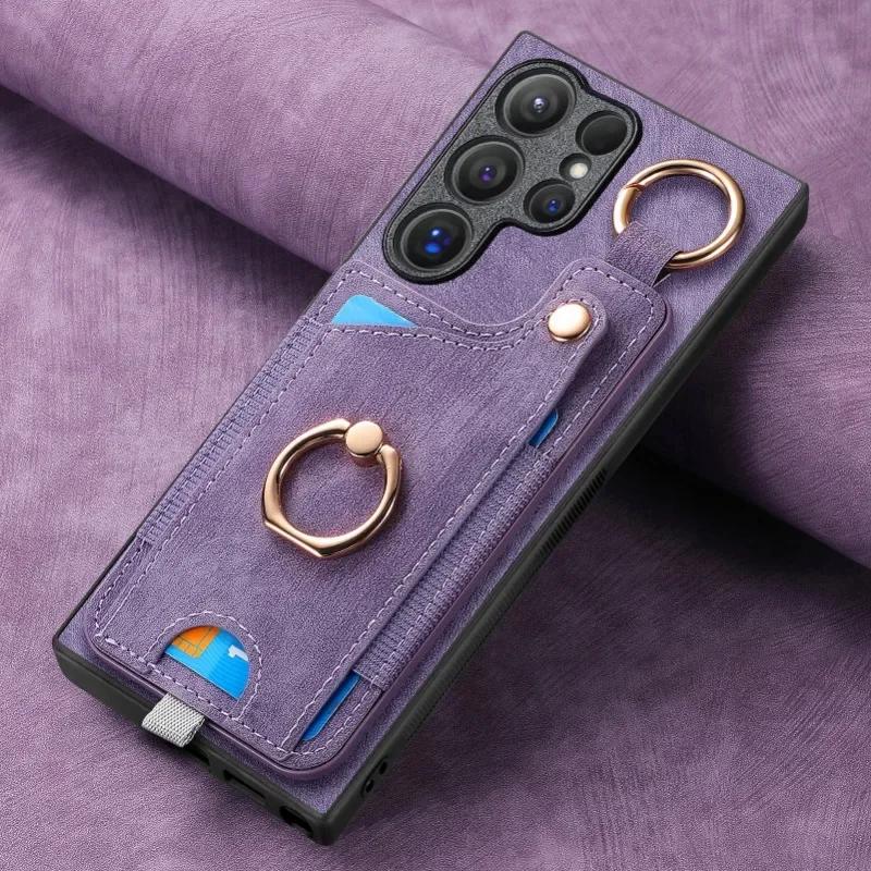 Ring Holder Phone Case for Samsung Galaxy S24 FE S26 S25 S23 S22 Ultra A17 A07 A57 A37 A36 A56 Magnetic Wallet Card Slot Cover
