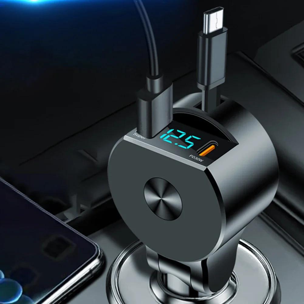 3 In 1 Car Charger Car Fast Charger Neat And Organized Charging Type-C Output Aluminum Alloy Material During Travels