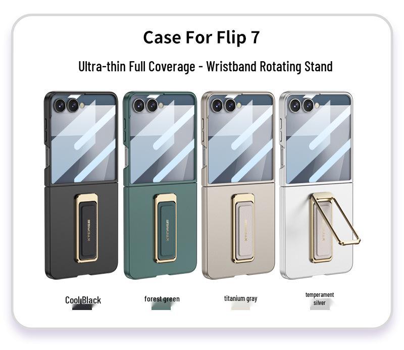 Samsung Z Flip7 Phone Case with Wrist Strap & Rotating Stand - Premium Protection for Folding Screen