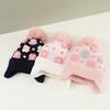 Children Woolen Hat with Fur Ball Small Flower Decorations Ear Protection Thickened Plush Lining Knitting Hat