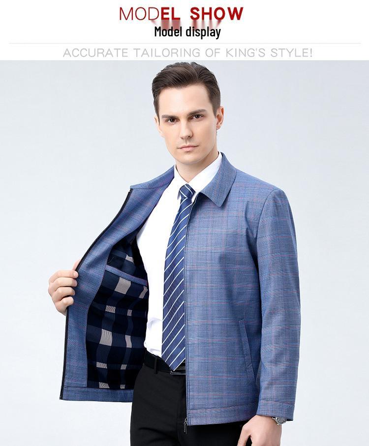 2024 Spring & Fall Men's Wool Lapel Jacket - Casual Business Coat for Middle-aged & Elderly
