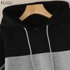 ZANZEA Women Hoodies Casual Long Sleeve Patchwork Pullover Hooded Sweatshirts