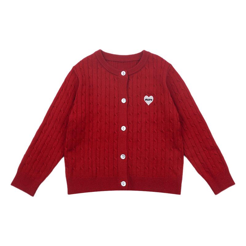 Children's Casual Sweater Autumn Girl Sweet Love Knitted Cardigan Coat