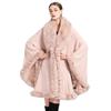 Women's Imitation Rex Rabbit Fur Collar Shawl Cape - Large Size, Knitted Loose Fit Cardigan for Autumn and Winter