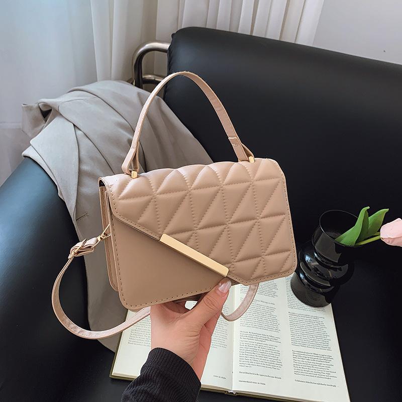 Rhombus Texture Bag Women's 2025 New Trendy Foreign Style Portable Small Square Bag Fashion Chain Solid Color Shoulder Messenger Bag