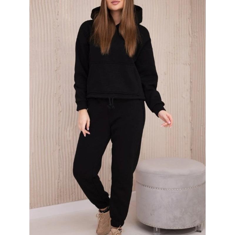 

Модный женский костюм из двух частей на молнии, толстовка и широкие спортивные штаны, повседневный костюм S
