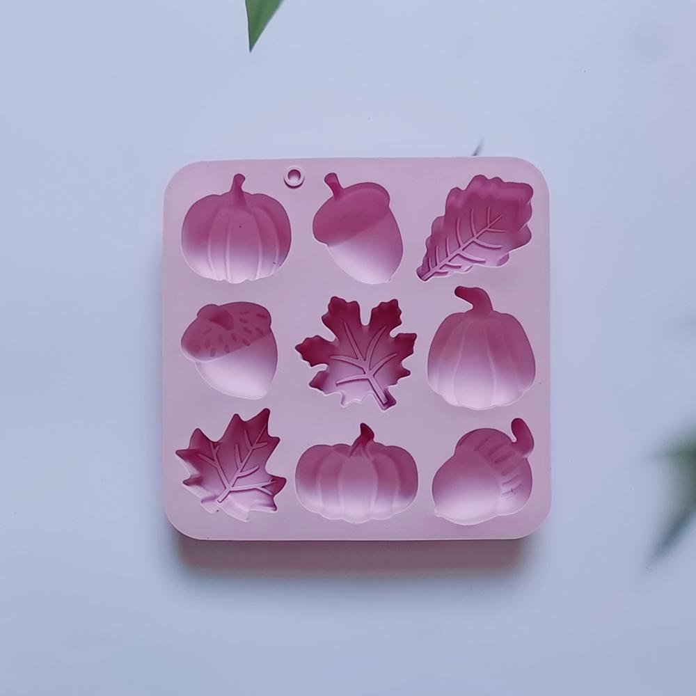 Silikonové formy s tématem Dne díkůvzdání 9 dutin dýně list žalud ovoce tvar forma na bonbony kreativní DIY čokoláda svíčka forma na ledové kostky