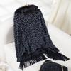 Women's Autumn and Winter Large Size Leopard Print Fur Collar Knitted Cardigan Loose Bat Sleeve Cape Sweater Top Women 6 Colors