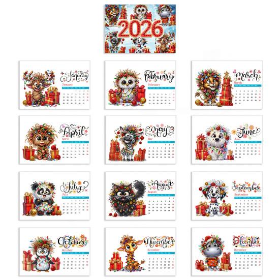 2026 DIY Desk Calendar Desktop Diamond Art Calendar Standing Monthly Calendar Planner for Home Office School Teachers New Year Gifts