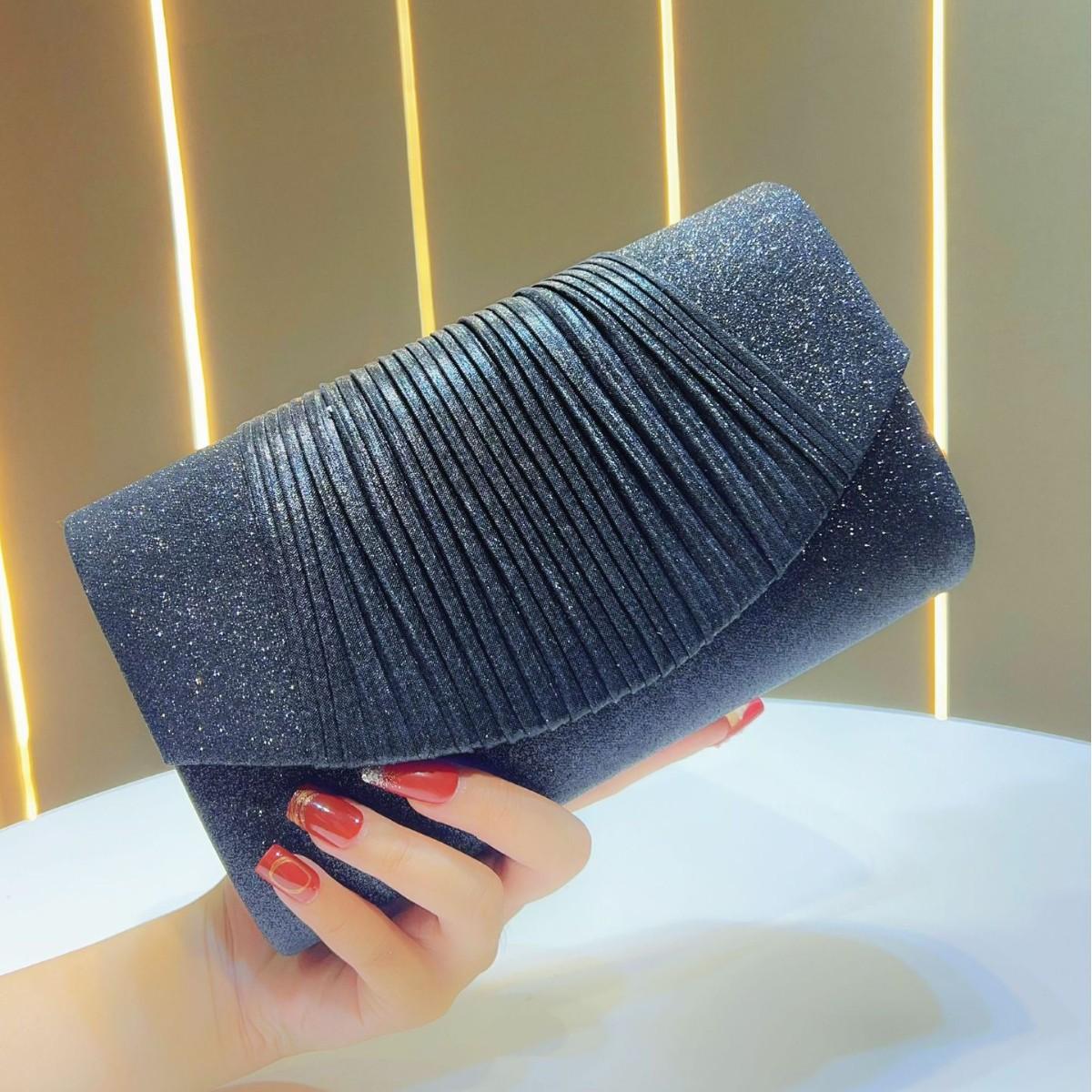 

Glitter Ladies Silver Clutch Bag Envelope Evening Bag Fashi Elegant Lg Purse Women Chain Shoulder Bags Wedding Party Handbag чёрный