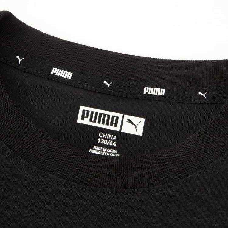 Puma Graphic T-Shirt Casual Round Neck Sports Short Sleeve Kids tops Black 950442-02