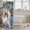 Cute Cats Shower Curtain for Kids Girls Teens Blue Floral Green Leaves Bathroom Accessories Home Garden Pets Animals Rustic Bath