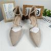 Fashion Closed Shoes Branded Pumps Slim Heels 2025 Sandals Ladies Pointed Wedge Fashion Slimming Beige Fine Latest African Summer Crysta