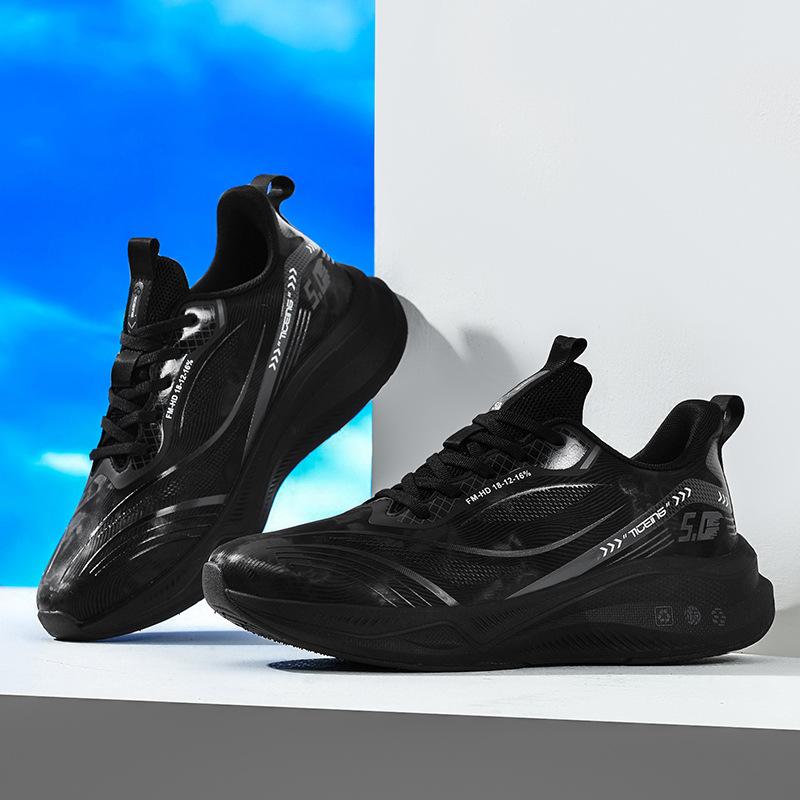 Large Size Leather Surface Winter Velvet Warm Sports Shoes Men's Carbon Board Cushioning Running Shoes Student Body Test Shoes Trendy Men's Shoes