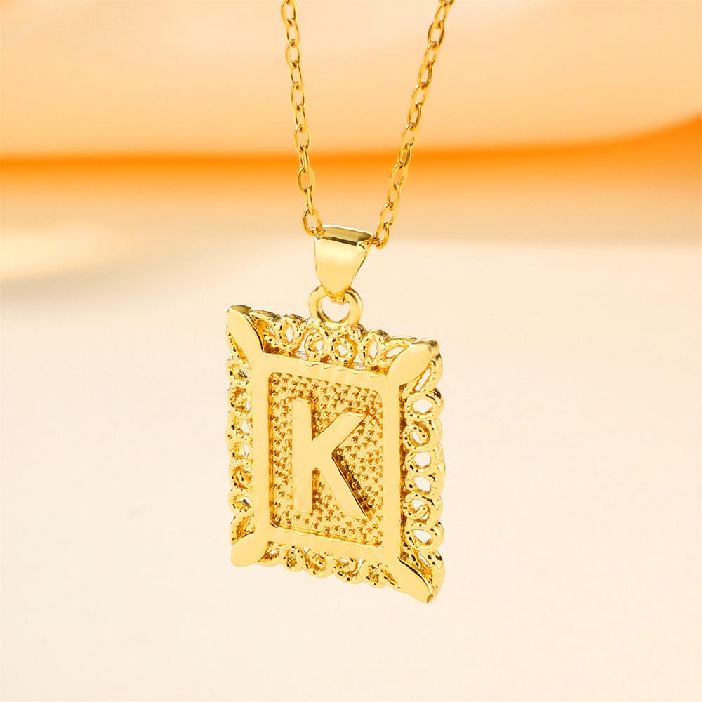 26-Letter Stainless Steel Necklace with Copper Pendant - European & American Fashion for Men
