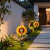 Solar Garden Lights Outdoor Waterproof Stake Light, Gothic Skull And Sunflower Statue Lamp, Halloween Decor LED Landscape for Patio Lawn Yard Pathway