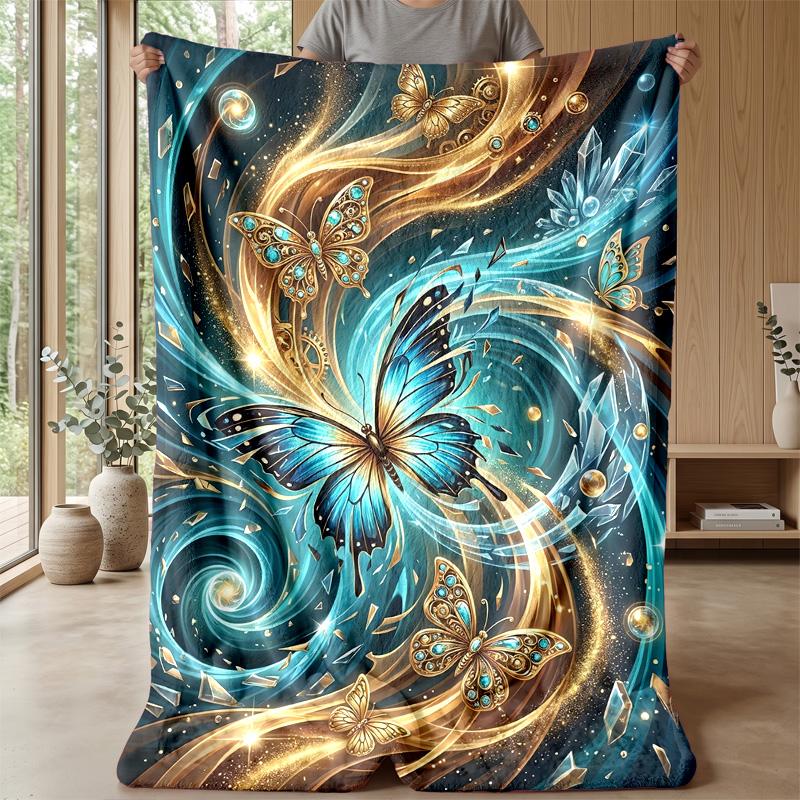 Fairy with Star Wand and Butterflies Theme blanket Lightweight Warm Flannel Blanket Decorative Throw Blanket for Home Decoration