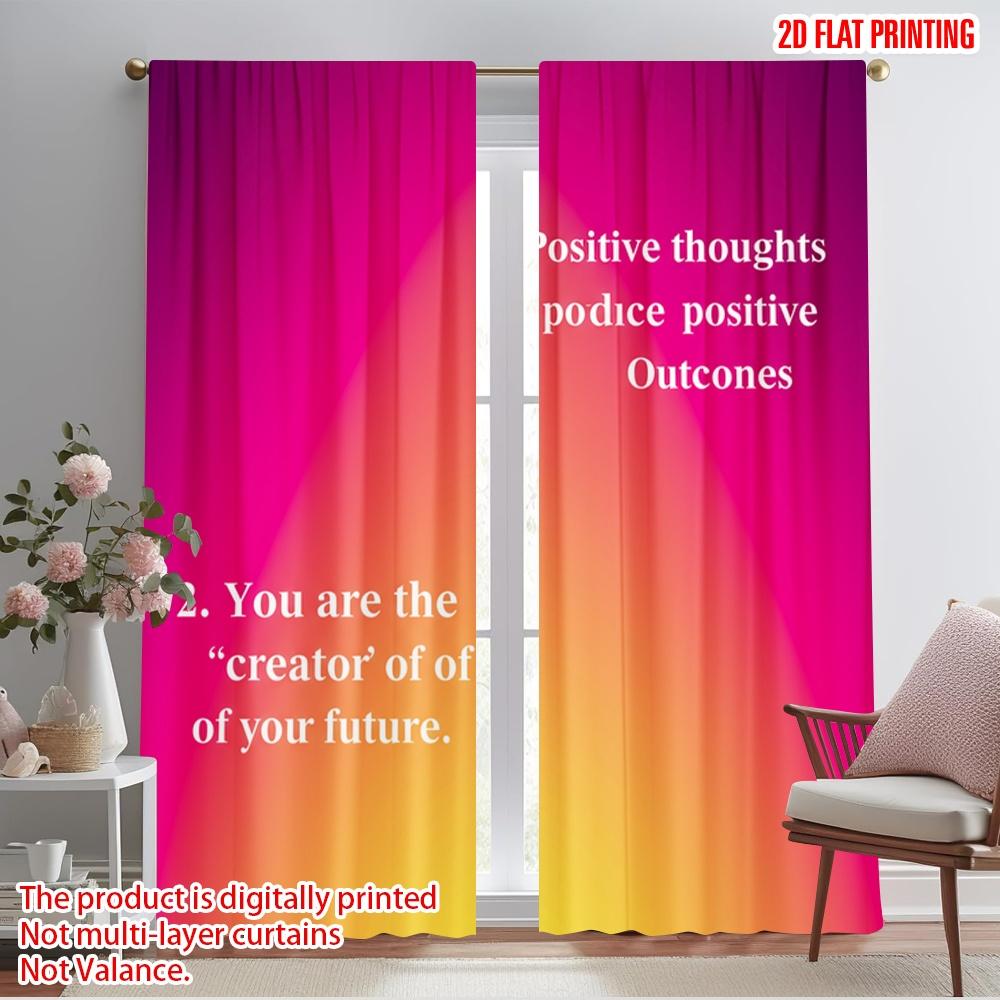 

2pcs 2D flat printing Drapes Positive thoughts positive outcomes future 100% Polyester Fabric Without Electricity Festive 52.50×116.00 CM 2pcs