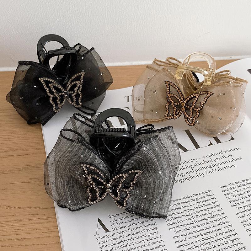Butterfly Grab Clip For Women Temperament Elegant Mesh Hair Clip  Hair Accessories