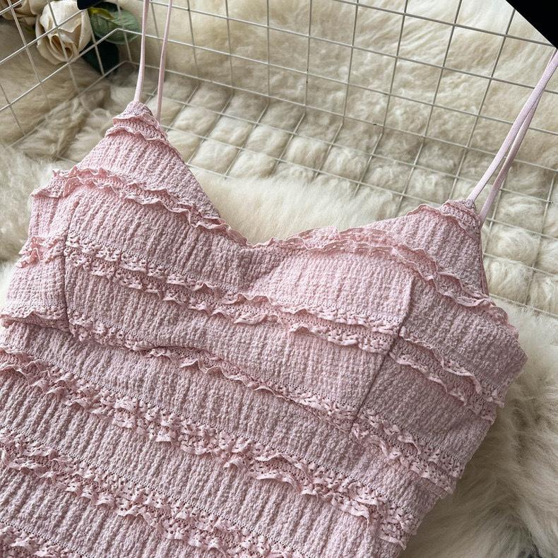 Summer Women's Camisole Top Short Hem Half-body Skirt Suit