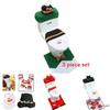 Christmas Themed Santa Claus Snowman Pattern Toilet Cover Three Piece Set For Holiday Bathroom Decor
